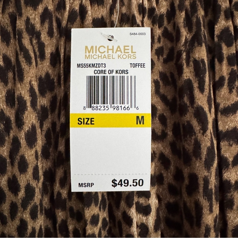 Michael Kors Leopard Print Blouse Brown Black Scoop Neck Top Size Medium - Picture 5 of 5